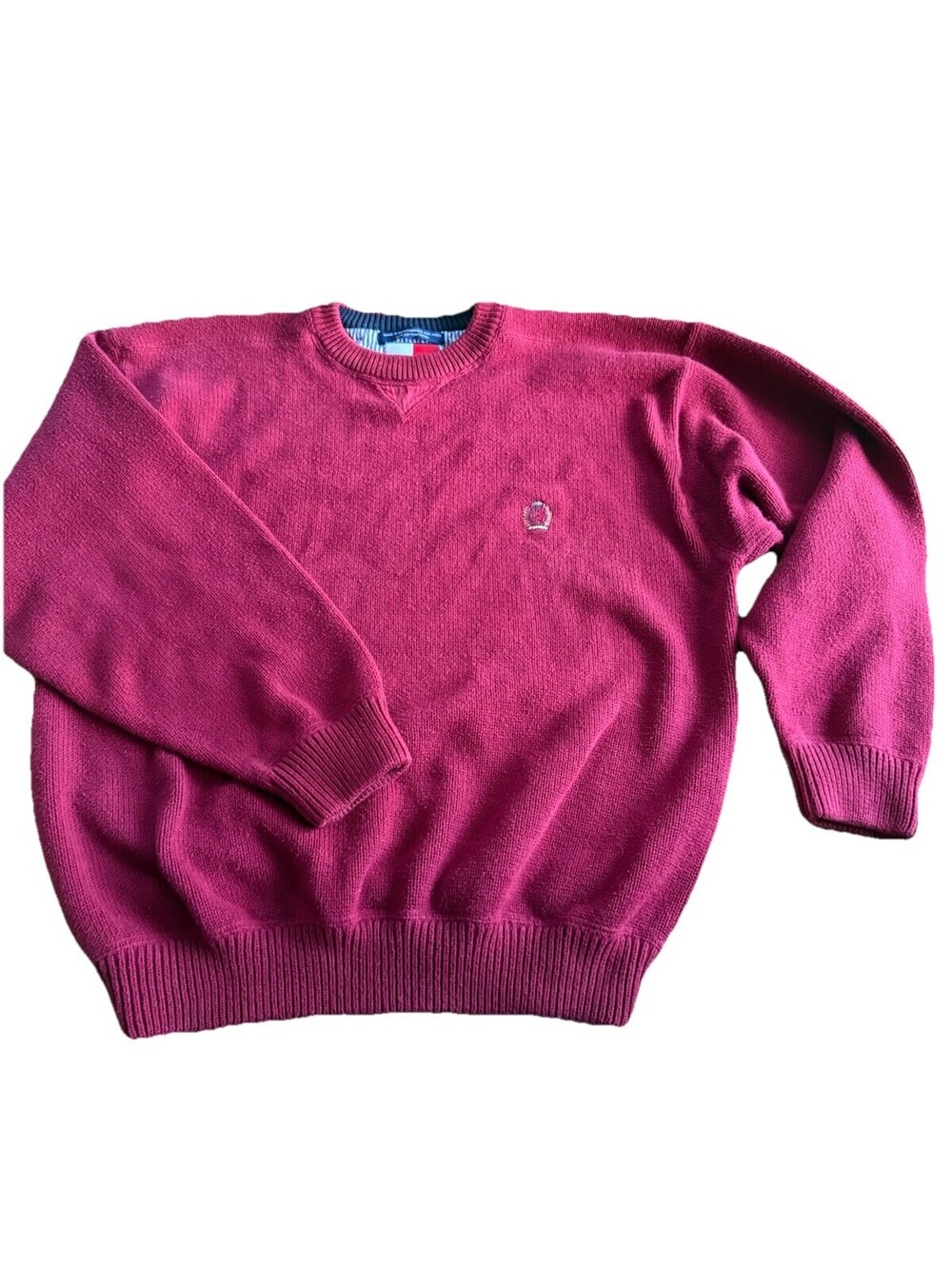 Tommy Hilfiger Vtg 90s Large Red Crewneck Sweater Cotton